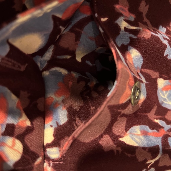 Maroon Floral Button Down Jacket , SOFT W 2 Real Chest pockets - Picture 5 of 9